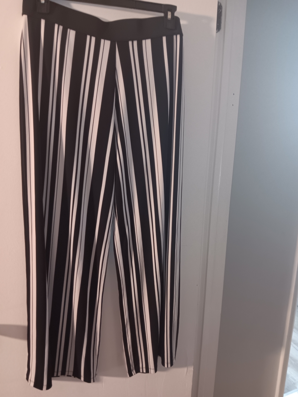 Alfani Black and White Vertical Stripe Wide-Leg Pants